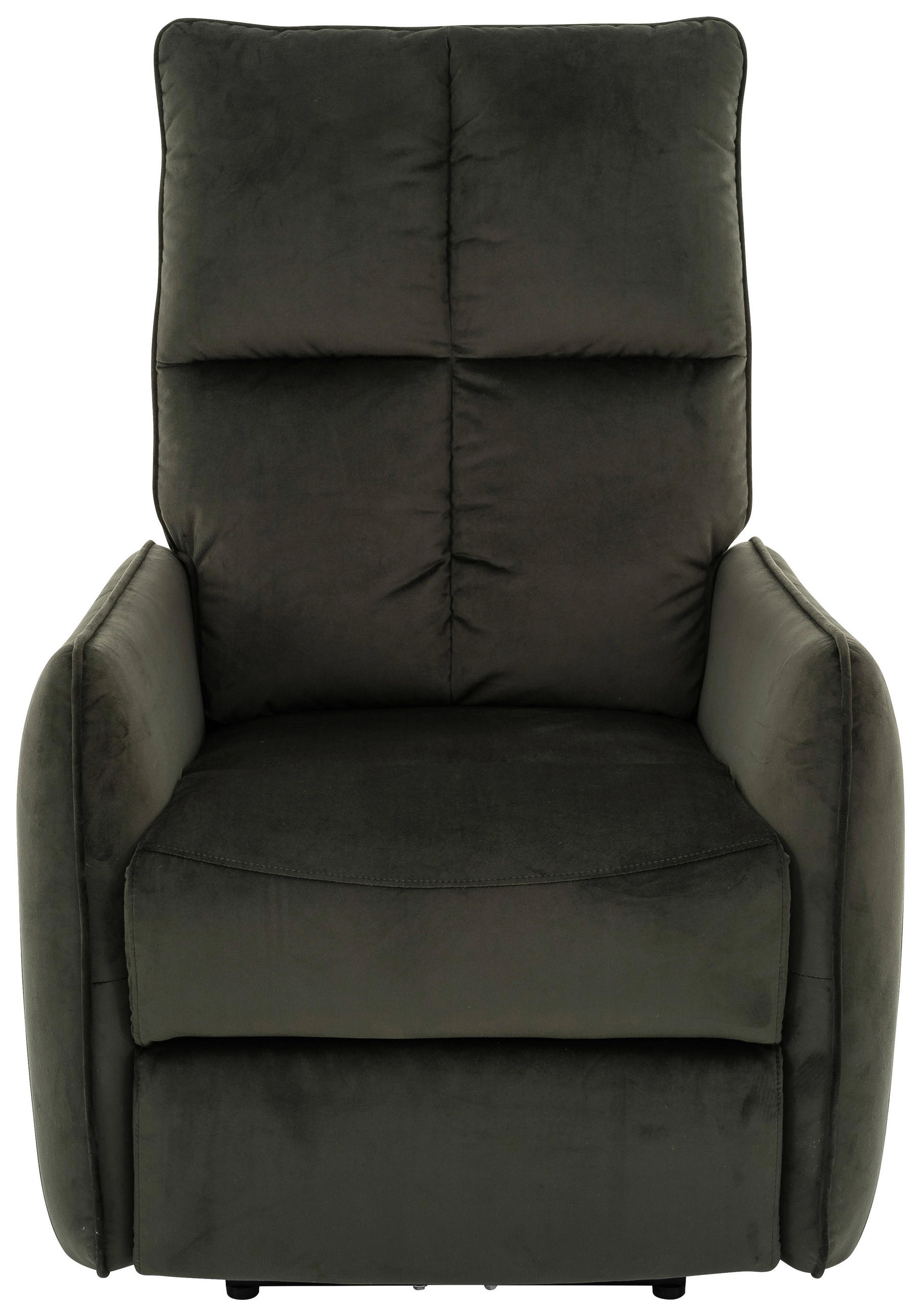 RELAXSESSEL Samt Relaxfunktion, Rücken echt    - Schwarz/Grün, Design, Textil/Metall (76/109/87cm) - Carryhome
