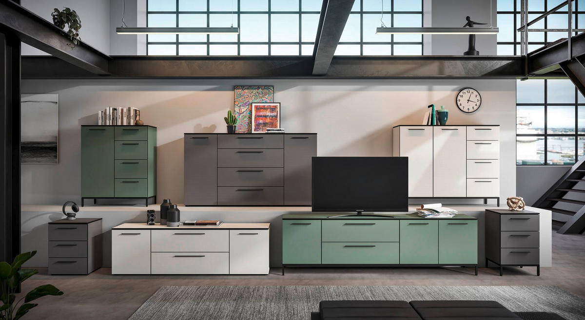 SIDEBOARD Soul  in 180/99,8/40 cm  - Schilfgrün/Schwarz, MODERN, Holzwerkstoff/Kunststoff (180/99,8/40cm)