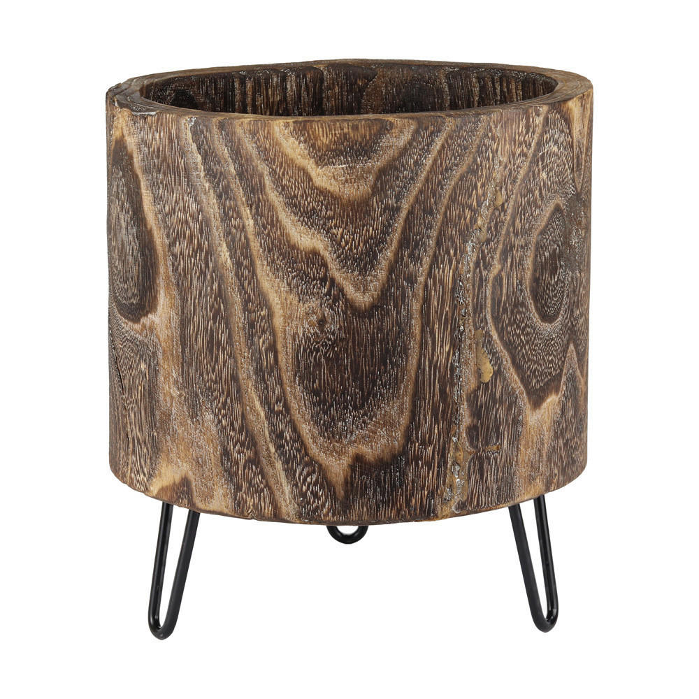 OBAL NA KVĚTINÁČ dřevo, 28/25/25 cm - tmavě hnědá, Basics, dřevo (28/25/25cm)