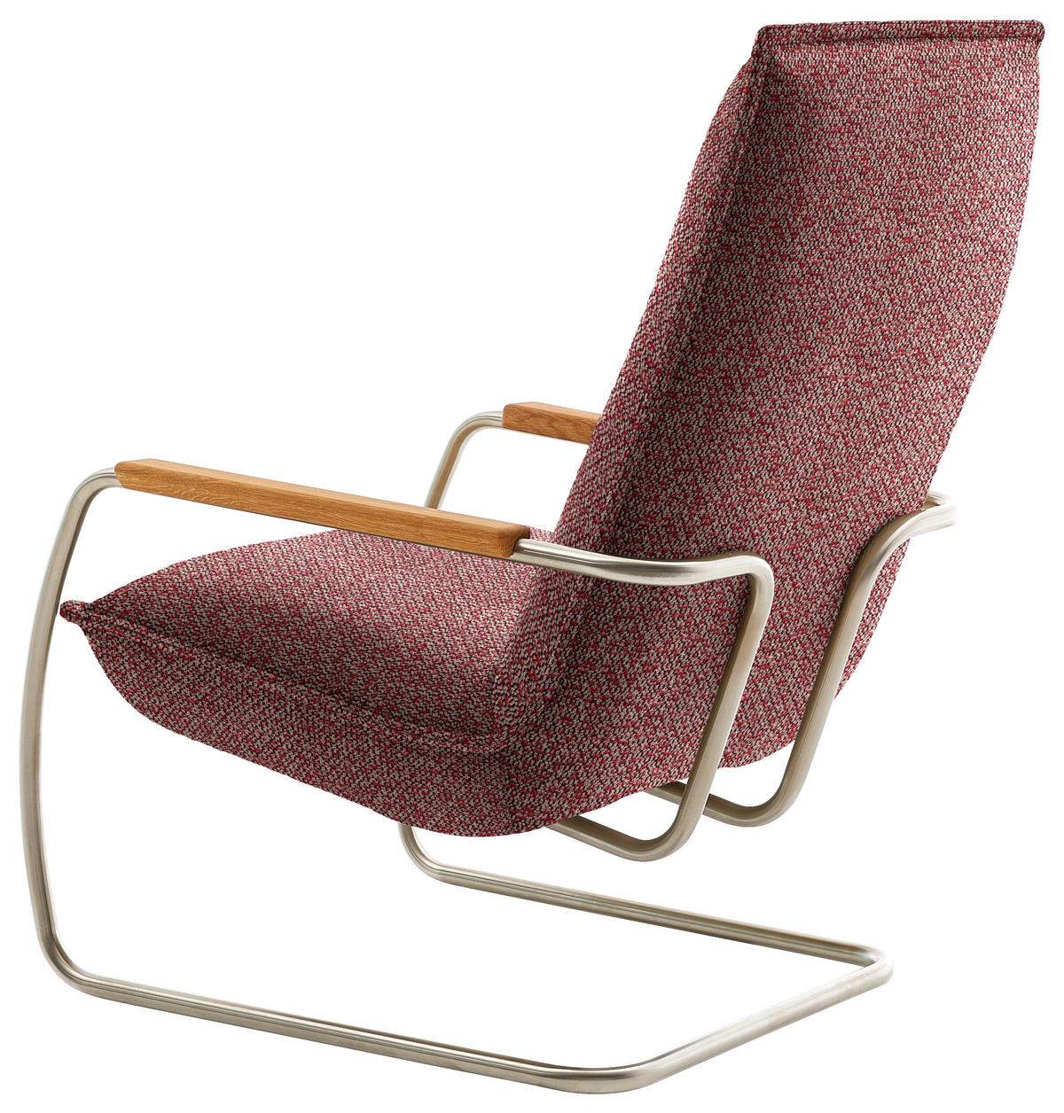 SESSEL in Flachgewebe Rot  - Edelstahlfarben/Eichefarben, Design, Holz/Textil (76/105/87cm) - Koinor