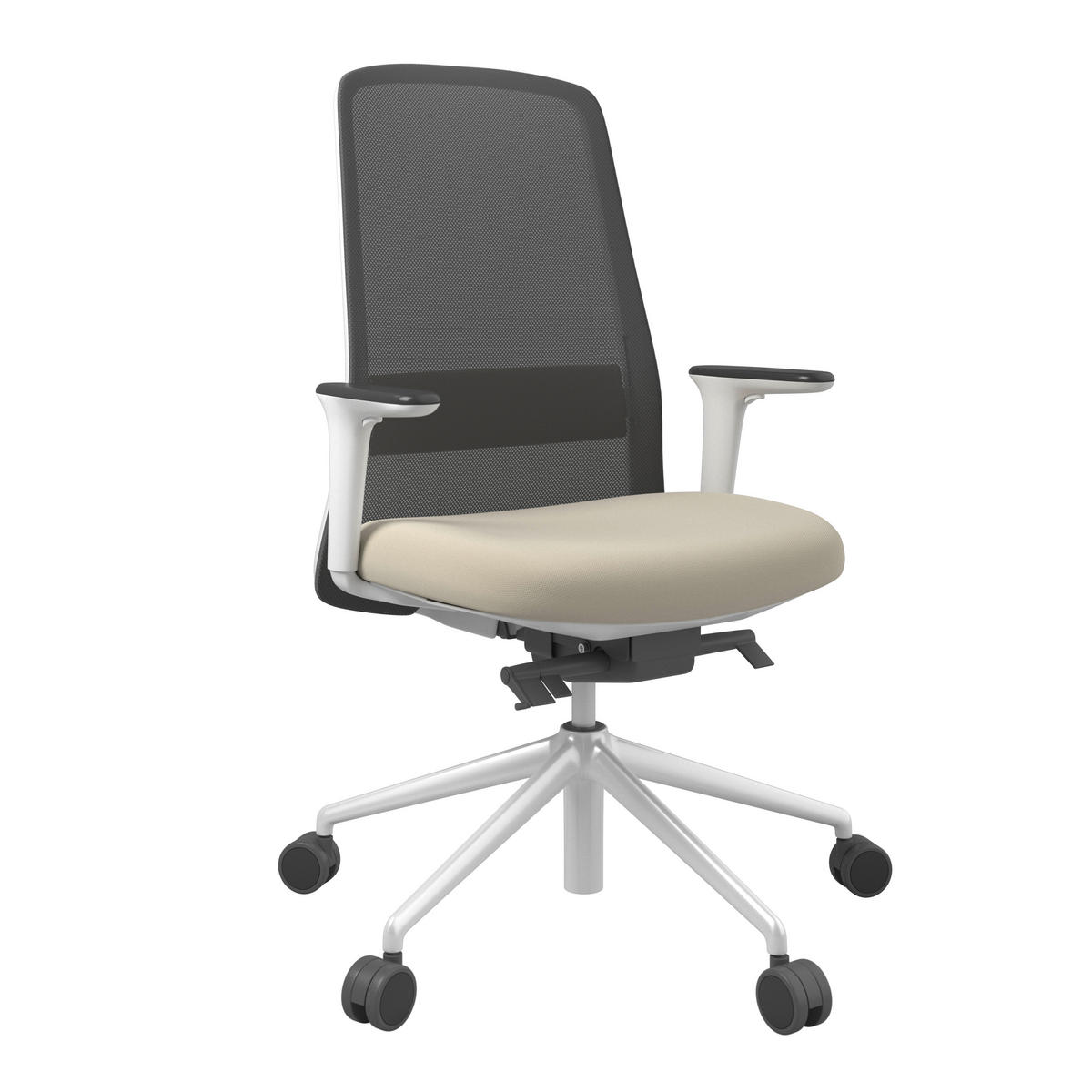 DREHSTUHL Schwarz, Weiß, Beige  - Beige/Schwarz, MODERN, Kunststoff/Textil (70/103-115/70cm)