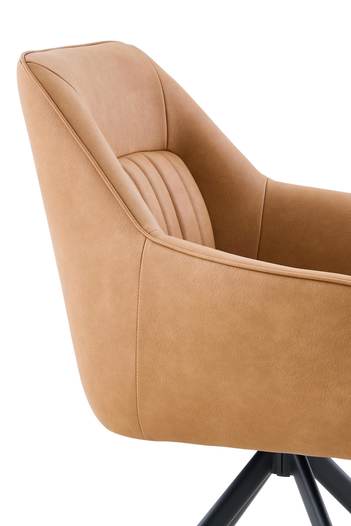 ARMLEHNSTUHL-SET 2 Stück  in Stahl Lederlook  - Cognac/Schwarz, MODERN, Textil/Metall (62/92/68cm) - MID.YOU