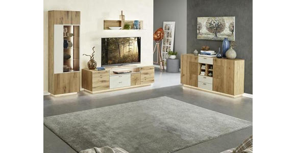 HÄNGEELEMENT Asteiche furniert Eichefarben, Walnussfarben - Eichefarben/Walnussfarben, KONVENTIONELL, Glas/Holz (39/118/38cm) - Voleo