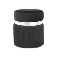 TABURETKA, kov, plast, textil, 38/45/38 cm - čierna/strieborná, Design, kov/textil (38/45/38cm) - MID.YOU