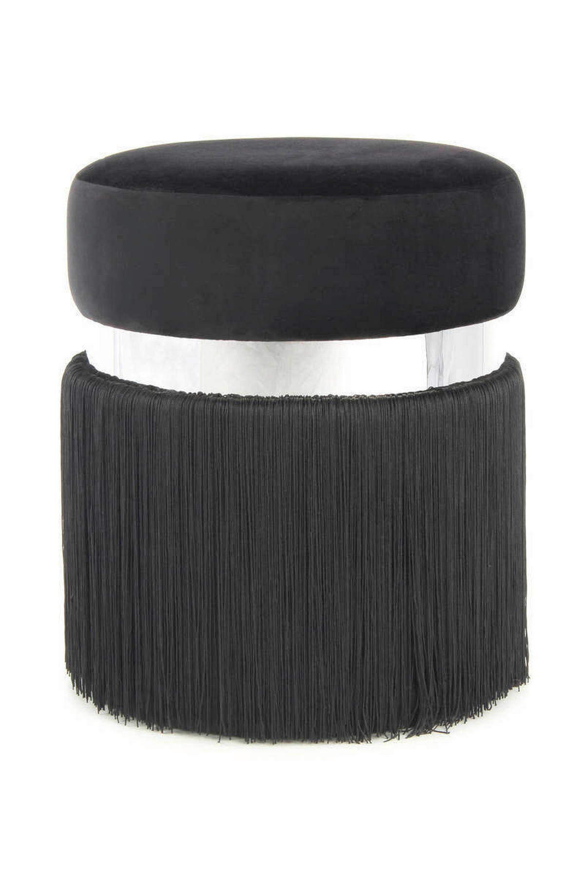 TABURETKA, kov, plast, textil, 38/45/38 cm - čierna/strieborná, Design, kov/textil (38/45/38cm) - MID.YOU