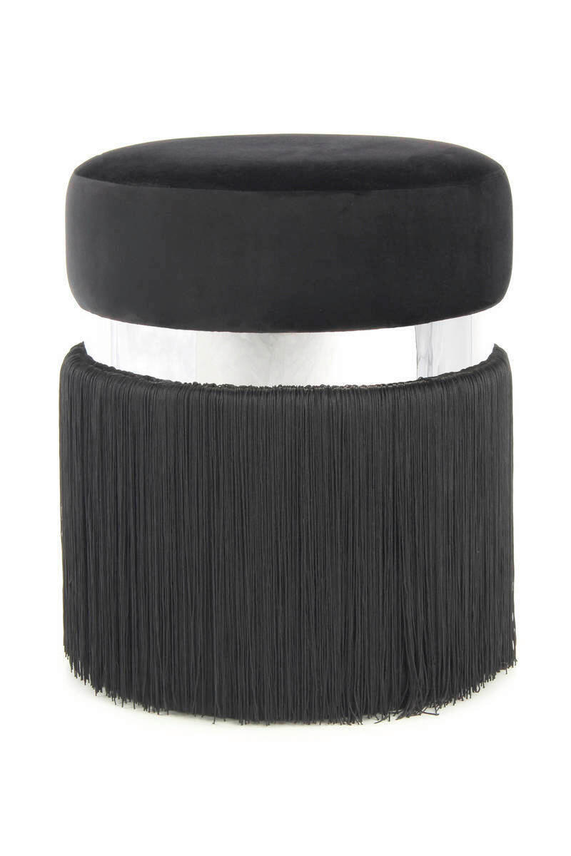 Hocker Rebecca Samt Schwarz Silber DxH 38x45 cm