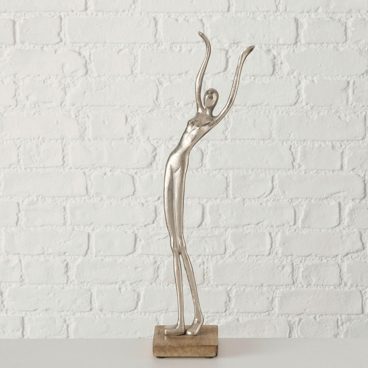 SKULPTUR - silver/naturfärgad, Basics, metall/trä (10/10/52cm)