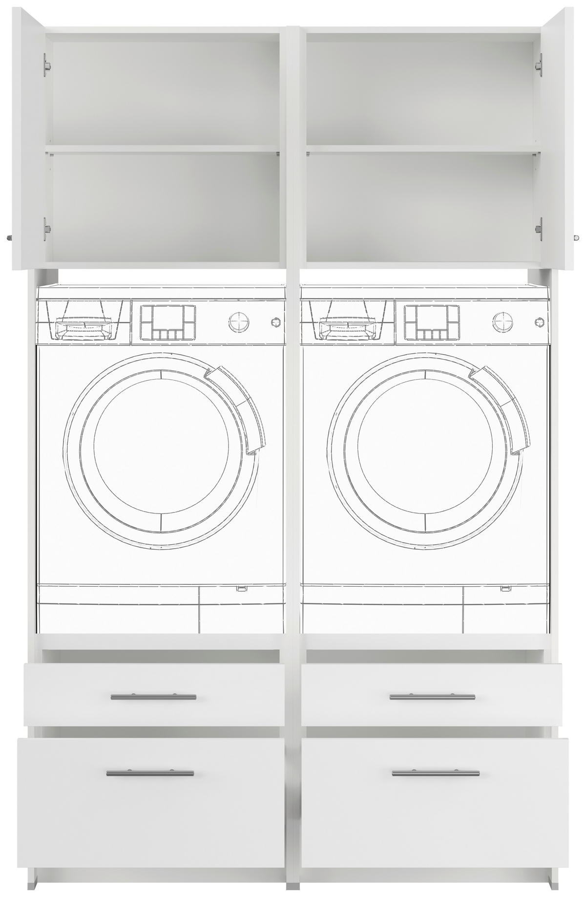 WASCHMASCHINENSCHRANK 126,4/206,2/68,5 cm  in Weiß  - Hellgrau/Weiß, Basics, Holzwerkstoff (126,4/206,2/68,5cm) - Impuls