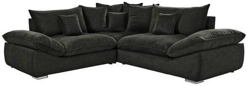 ECKSOFA in Velours Dunkelgrün  - Chromfarben/Dunkelgrün, Konventionell, Kunststoff/Textil (247/247cm) - Carryhome
