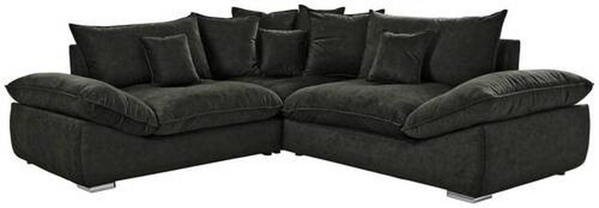 ECKSOFA in Velours Dunkelgrün  - Chromfarben/Dunkelgrün, Konventionell, Kunststoff/Textil (247/247cm) - Carryhome
