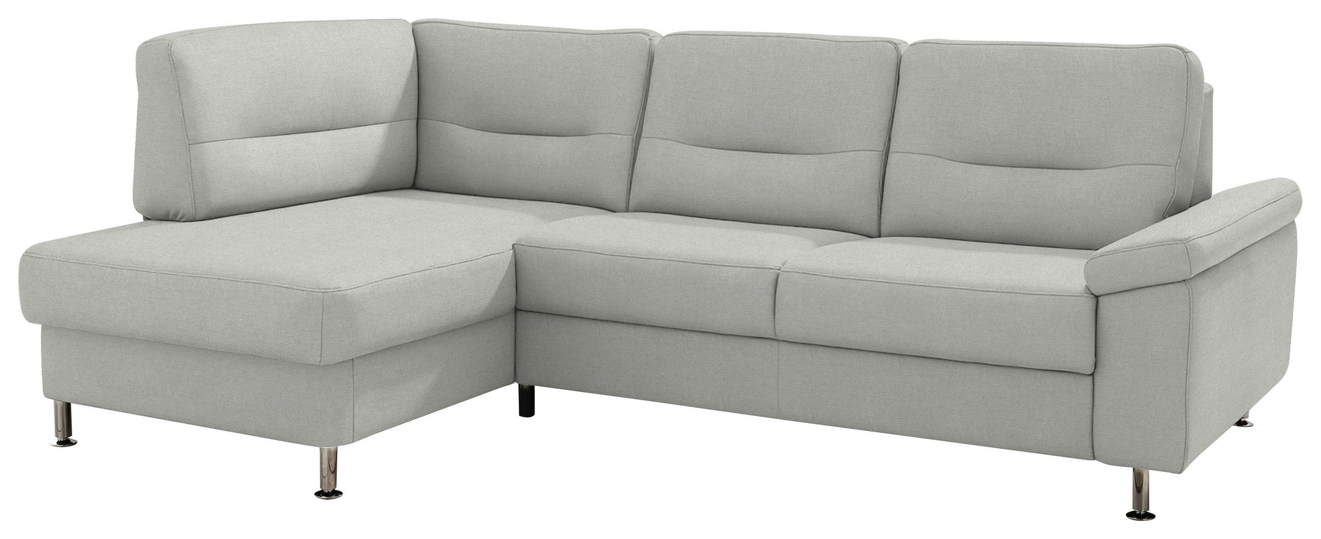 ECKSOFA Flachgewebe Silberfarben  - Silberfarben/Alufarben, Konventionell, Textil/Metall (160/244cm) - Beldomo Comfort