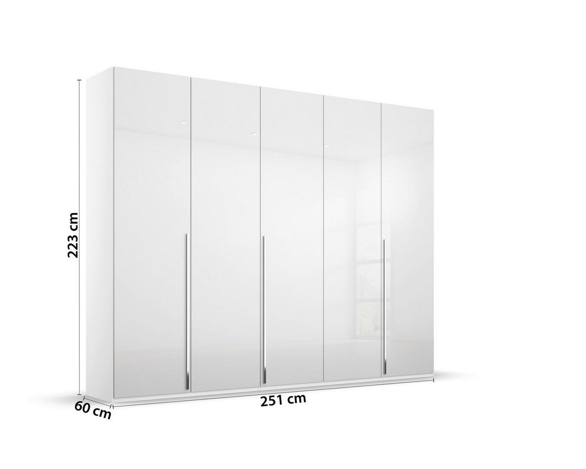 DREHTÜRENSCHRANK in Weiss, Weiss Hochglanz  - Weiss Hochglanz/Chromfarben, Design, Holzwerkstoff/Metall (251/223/60cm) - home24