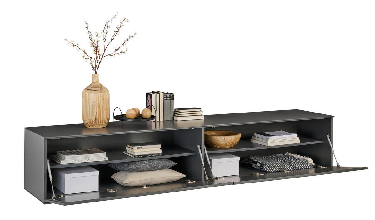 NÍZKA KOMODA, antracitová, 242/44/50 cm - čierna/antracitová, Design, kompozitné drevo/plast (242/44/50cm) - Dieter Knoll