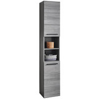 HOCHSCHRANK 34/190/30 cm  - Silberfarben/Schwarz, Modern, Holzwerkstoff/Kunststoff (34/190/30cm) - MID.YOU