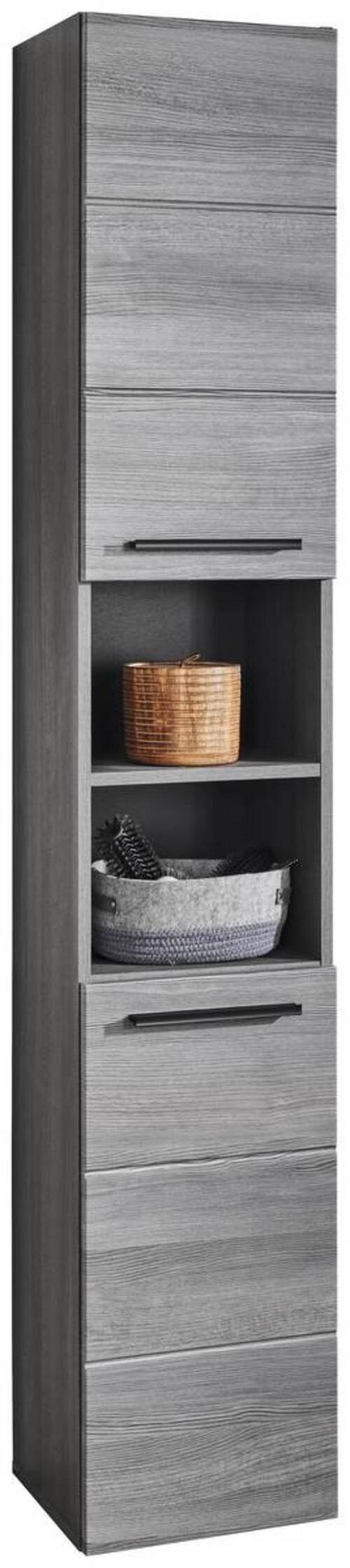 HOCHSCHRANK 34/190/30 cm  - Silberfarben/Schwarz, Modern, Holzwerkstoff/Kunststoff (34/190/30cm) - MID.YOU