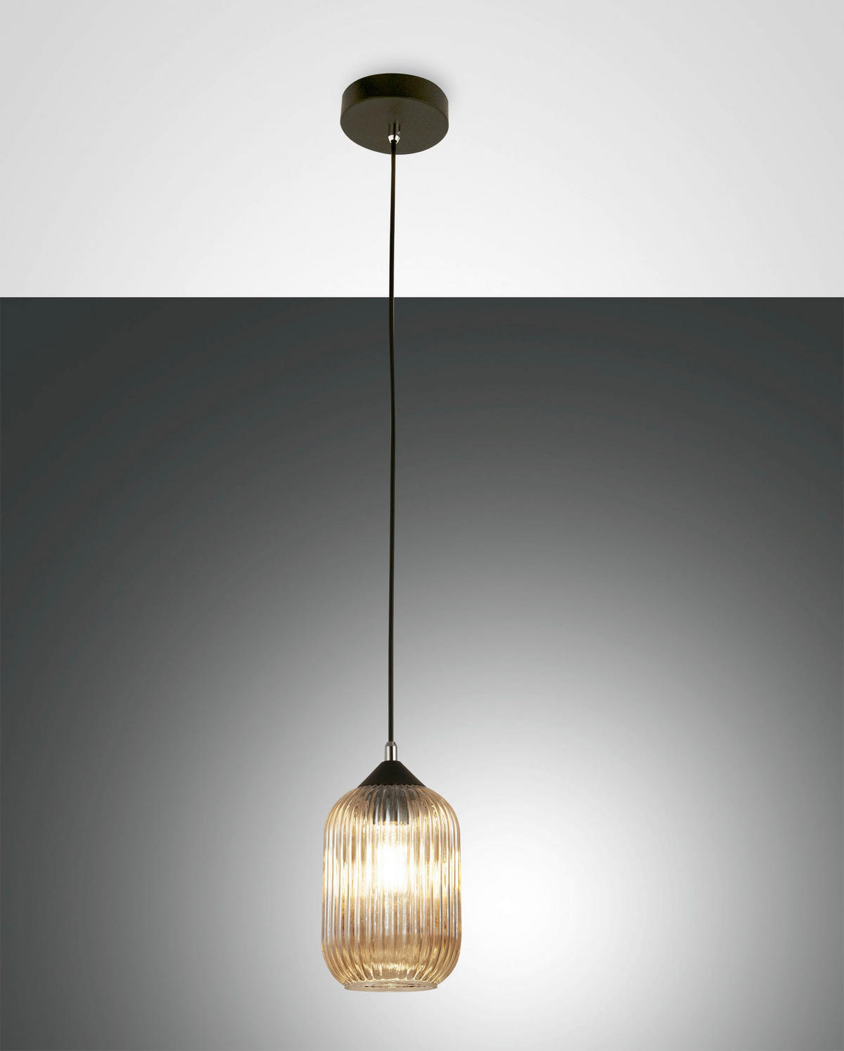 PENDELLEUCHTE Aston 14/200 cm   - Schwarz, Design, Glas/Metall (14/200cm) - Fabas Luce