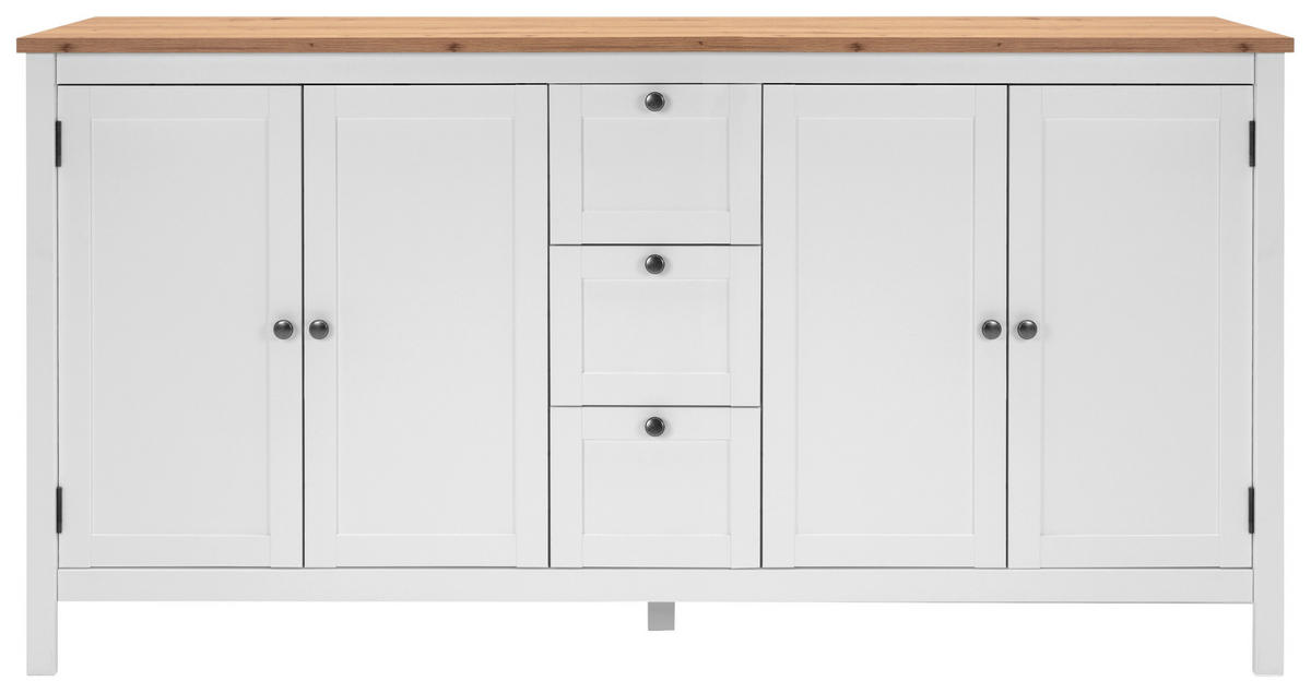 KOMODA, bela  - barve hrasta/bela, Konvencionalno, kovina/leseni material (180/90/40cm) - MID.YOU