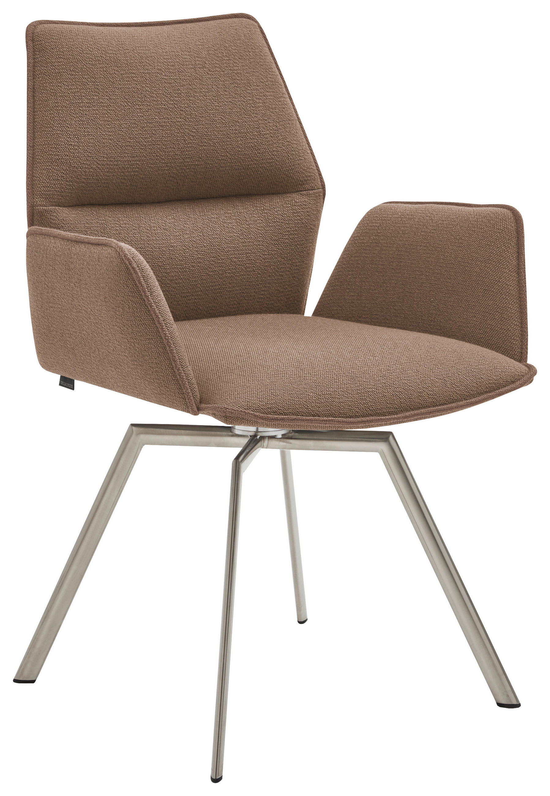 ARMLEHNSTUHL drehbar  in Stahl  - Edelstahlfarben/Braun, Design, Textil/Metall (63/86/60cm) - Venjakob