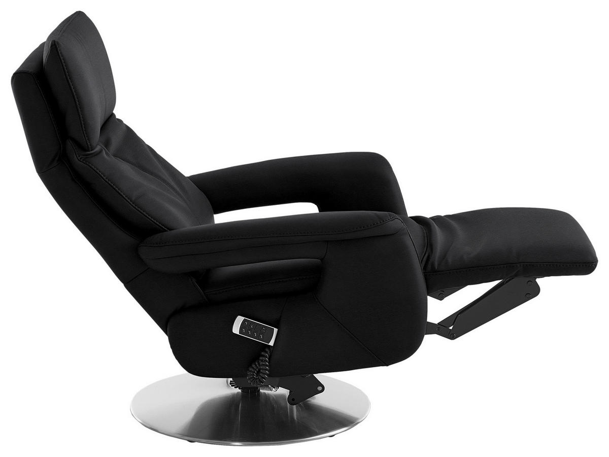 RELAXSESSEL in Leder Schwarz  - Edelstahlfarben/Schwarz, Design, Leder/Metall (78/112/85cm) - Cantus