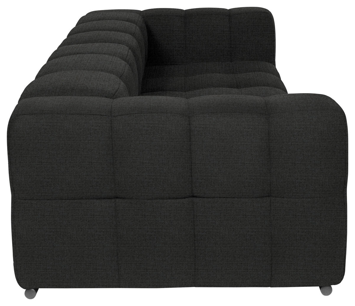 BIGSOFA  in Flachgewebe, Leinenoptik Anthrazit  - Anthrazit/Schwarz, Design, Textil/Metall (262/66/113cm) - Belluti