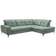 ECKSOFA in Chenille Mintgrün  310/240 cm  - Schwarz/Mintgrün, Design, Textil/Metall (310/240cm) - Xora
