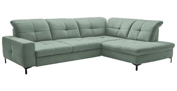 ECKSOFA in Chenille Mintgrün 310/240 cm - Schwarz/Mintgrün, Design, Textil/Metall (310/240cm) - Xora