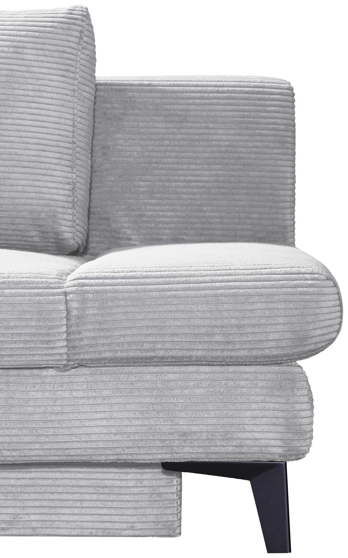 SCHLAFSOFA Cord Hellgrau  inkl. Bettkasten, Schlaffunktion, Armteilverstellung  - Hellgrau/Schwarz, Design, Textil/Metall (200/85/90cm) - Novel