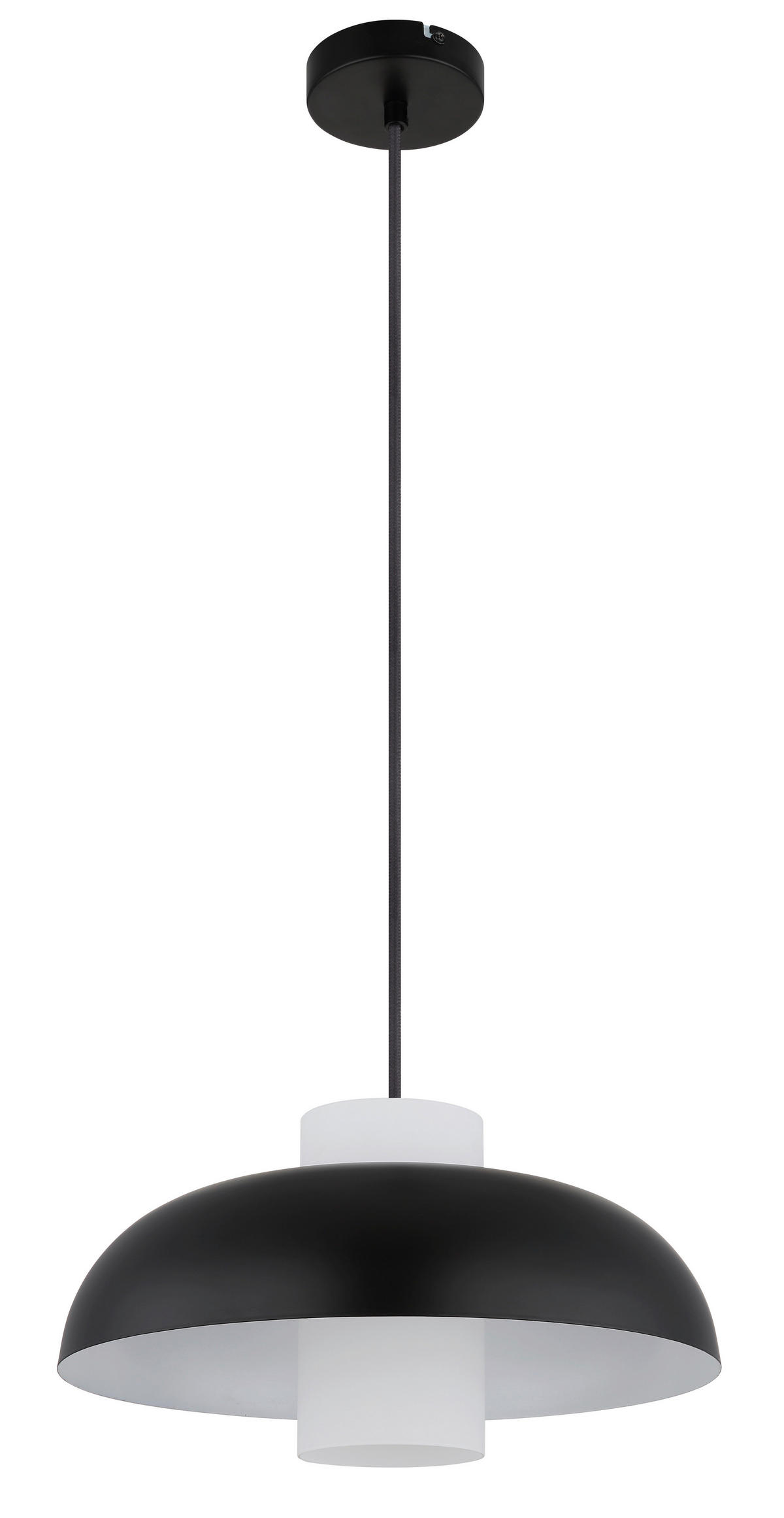 HÄNGELEUCHTE 38/120 cm    - Weiss/Schwarz, Trend, Glas/Textil (38/120cm) - Globo