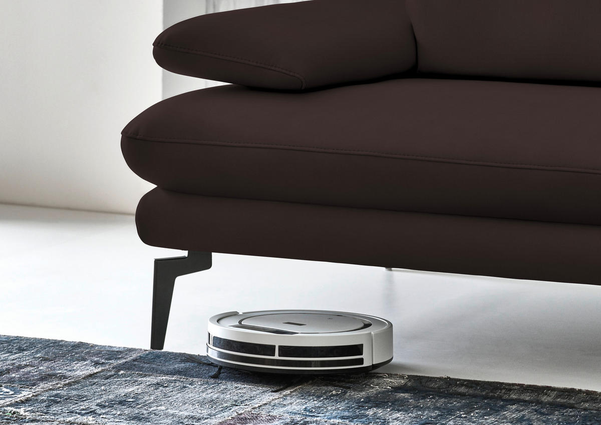 3-SITZER-SOFA in Leder Braun  - Schwarz/Braun, Design, Leder/Metall (222/86/104cm) - Dieter Knoll