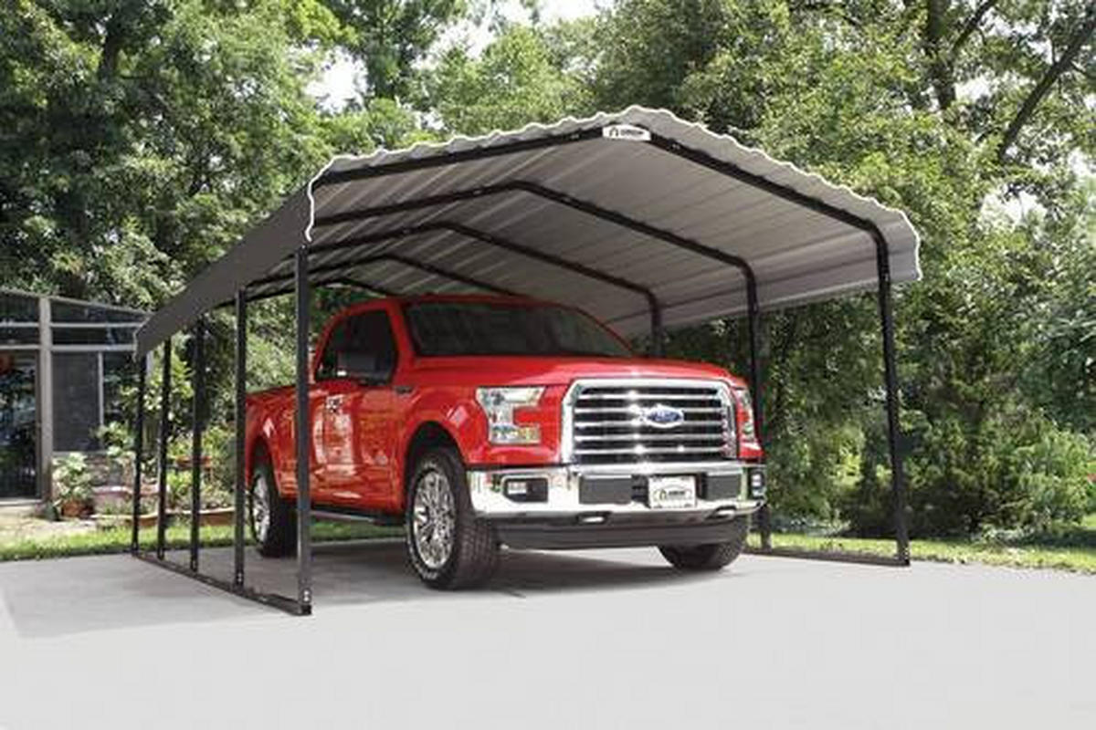 CARPORT 370/260/600 cm Stahl  - Grau, Basics, Metall (370/260/600cm) - Ambia Garden