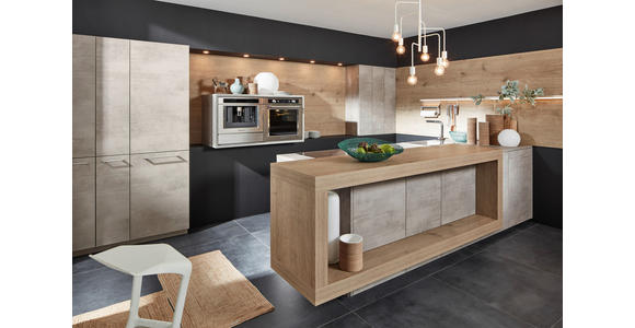 EINBAUKÜCHE - Eichefarben/Grau, Design, Holzwerkstoff - Dieter Knoll
