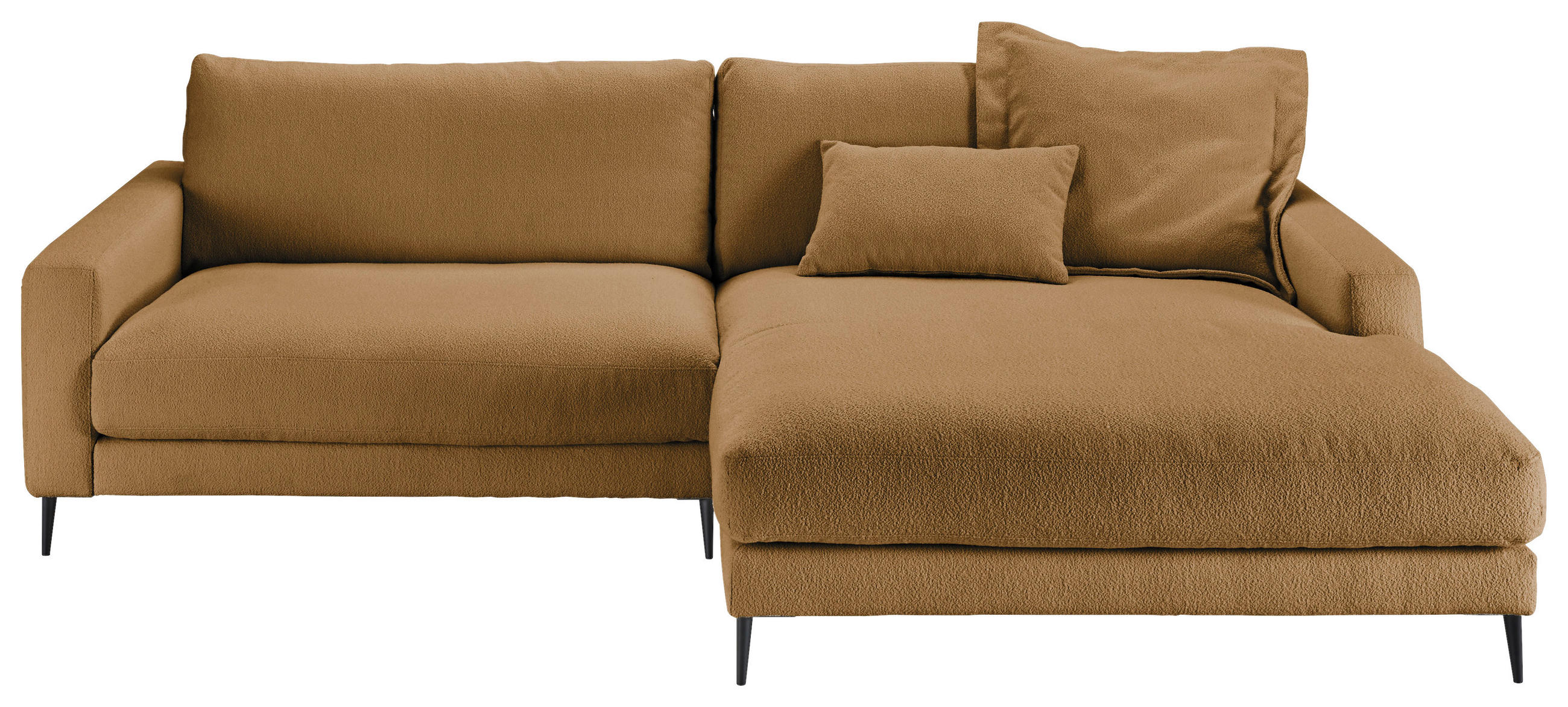 ECKSOFA Currygelb Flachgewebe Rücken echt  - Currygelb/Schwarz, Design, Textil/Metall (272/190cm) - Pure Home Lifestyle