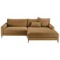 ECKSOFA 272/190 cm  in Flachgewebe Currygelb Rücken echt  272/190 cm  - Currygelb/Schwarz, Design, Textil/Metall (272/190cm) - Lomoco