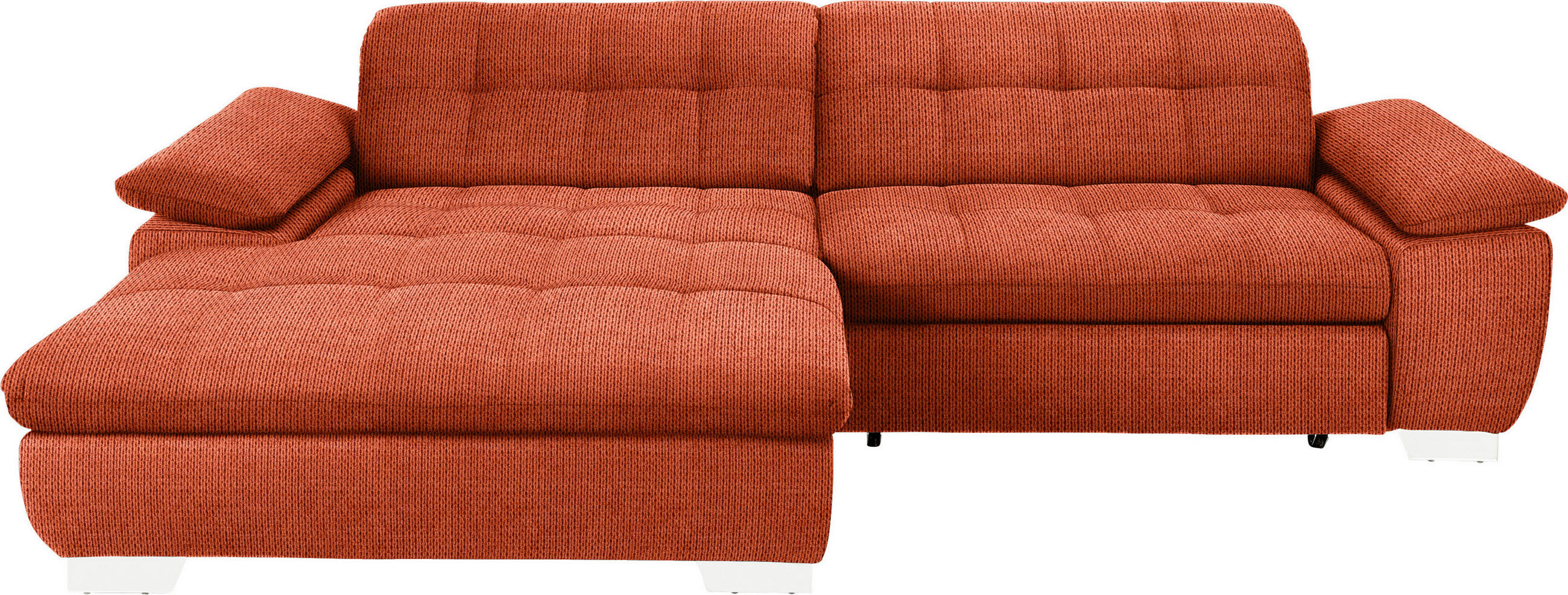 ECKSOFA in Mikrofaser Orange  180/265 cm  - Chromfarben/Orange, Design, Textil/Metall (180/265cm) - Carryhome