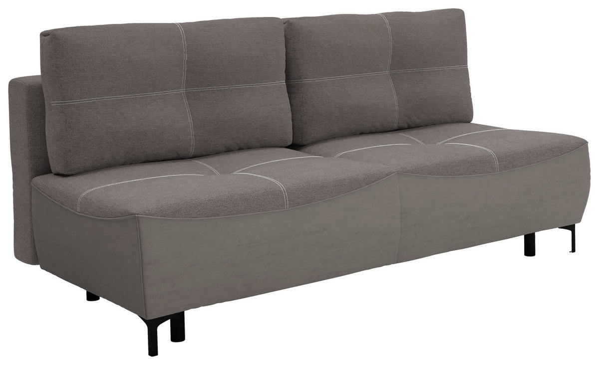 SCHLAFSOFA Struktur Dunkelbraun  - Dunkelbraun/Schwarz, Design, Textil/Metall (197/94/96cm) - MID.YOU