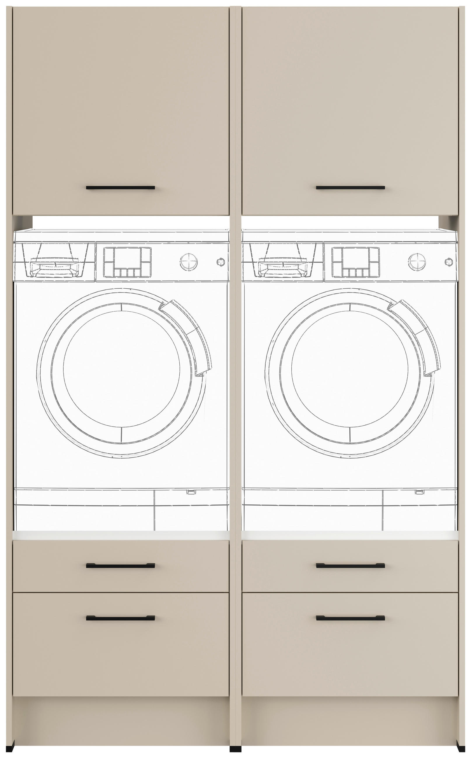 WASCHMASCHINENSCHRANK 126,4/206,2/68,5 cm  in Hellgrau  - Hellgrau/Schwarz, Basics, Holzwerkstoff/Metall (126,4/206,2/68,5cm) - Impuls