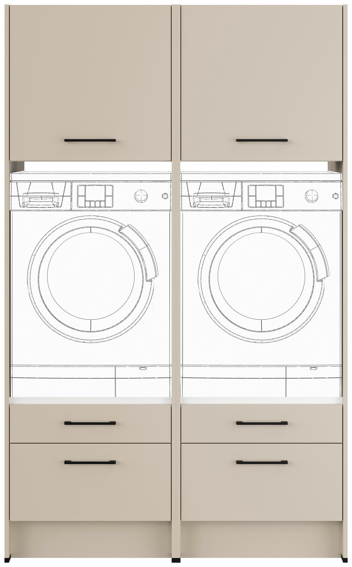 WASCHMASCHINENSCHRANK 126,4/206,2/68,5 cm Hellgrau  - Hellgrau/Schwarz, Basics, Holzwerkstoff/Metall (126,4/206,2/68,5cm) - Impuls