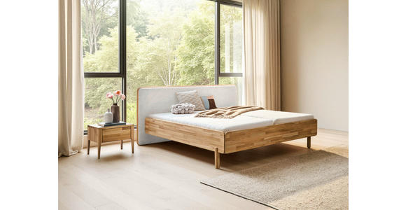 BETT 180/200 cm,  in Creme, Wildeiche,  - Wildeiche/Creme, Natur, Holz/Textil (180/200cm) - Linea Natura