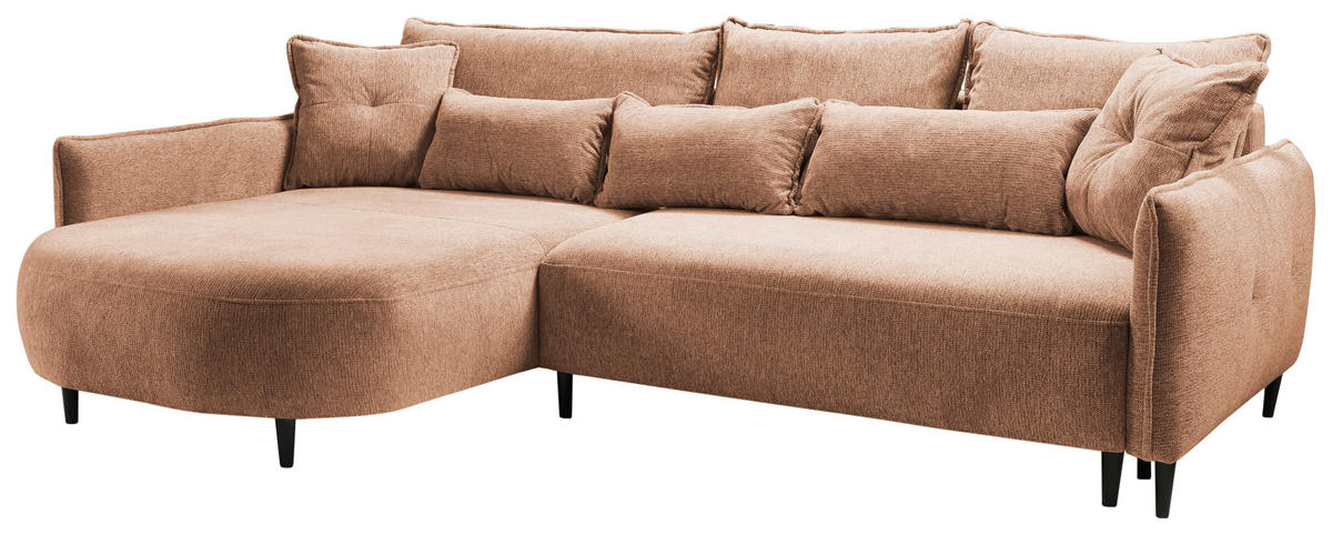 ECKSOFA in Chenille Dunkelorange  - Dunkelorange/Schwarz, Modern, Textil/Metall (200/285cm) - MID.YOU