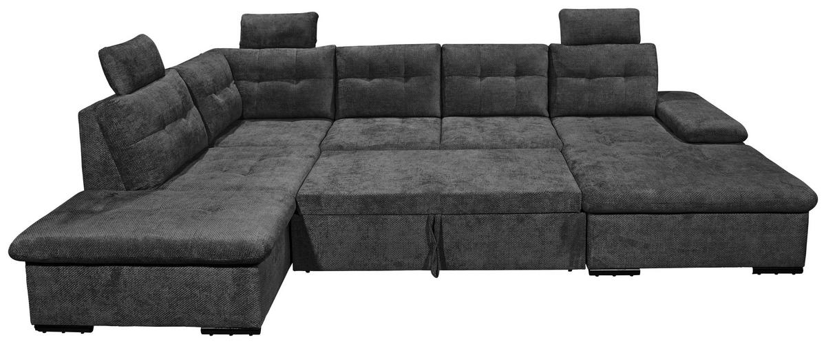 WOHNLANDSCHAFT RONDA Schwarz Webstoff  - Schwarz, Basics, Kunststoff/Textil (218/324/170cm) - Livetastic