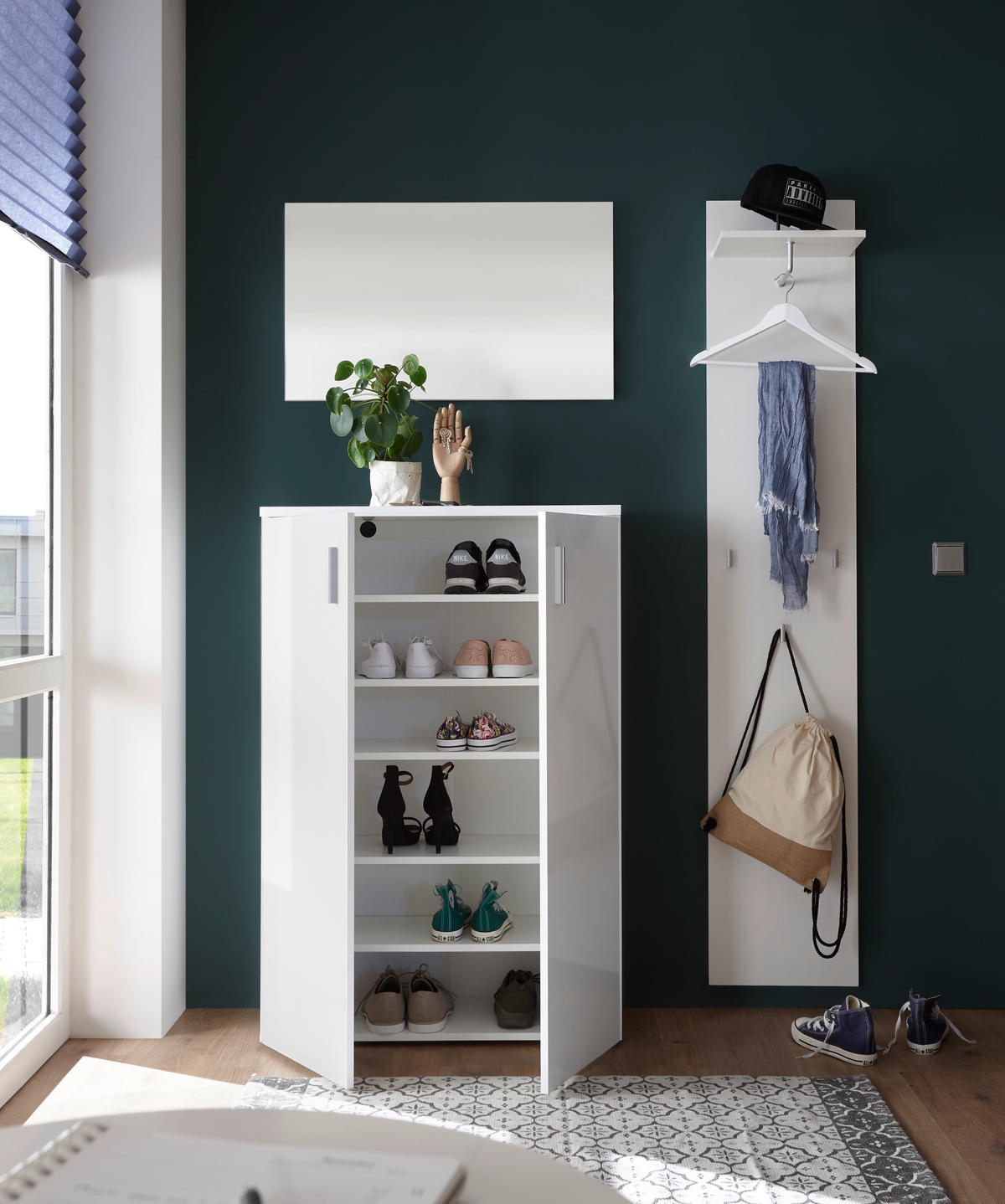 SCHUHSCHRANK Weiß  - Silberfarben/Weiß, Design, Holzwerkstoff/Kunststoff (80/120/35cm) - Carryhome
