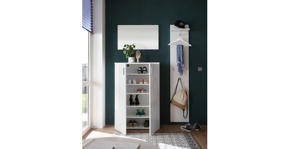 SCHUHSCHRANK in 80/120/35 cm - Silberfarben/Weiß, Design, Holzwerkstoff/Kunststoff (80/120/35cm) - Carryhome