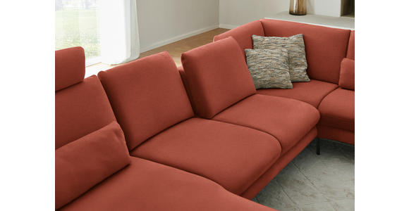 WOHNLANDSCHAFT  in Chenille, Flachgewebe Terracotta  - Terracotta/Schwarz, Design, Textil/Metall (180/344/208cm) - Dieter Knoll