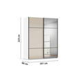 SCHWEBETÜRENSCHRANK 201/223/68 cm 2-türig Weiß, Champagner  - Champagner/Schwarz, KONVENTIONELL, Glas/Holzwerkstoff (201/223/68cm) - Novel