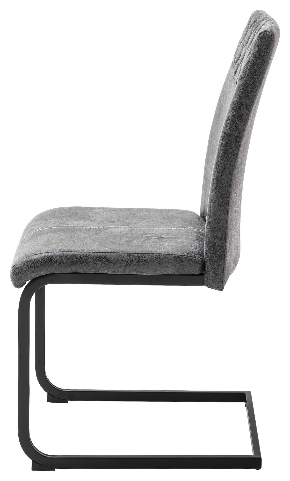 SCHWINGSTUHL  in Eisen Lederlook  - Anthrazit/Schwarz, Design, Textil/Metall (42/94/60cm) - Ti'me