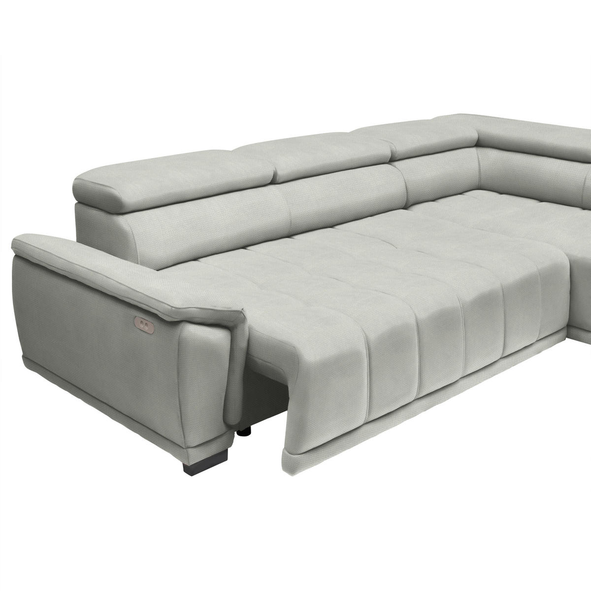 HÖRNSOFFA i chenille, vävt tyg sandfärgad  - sandfärgad/svart, Modern, textil/plast (283/106cm) - MID.YOU