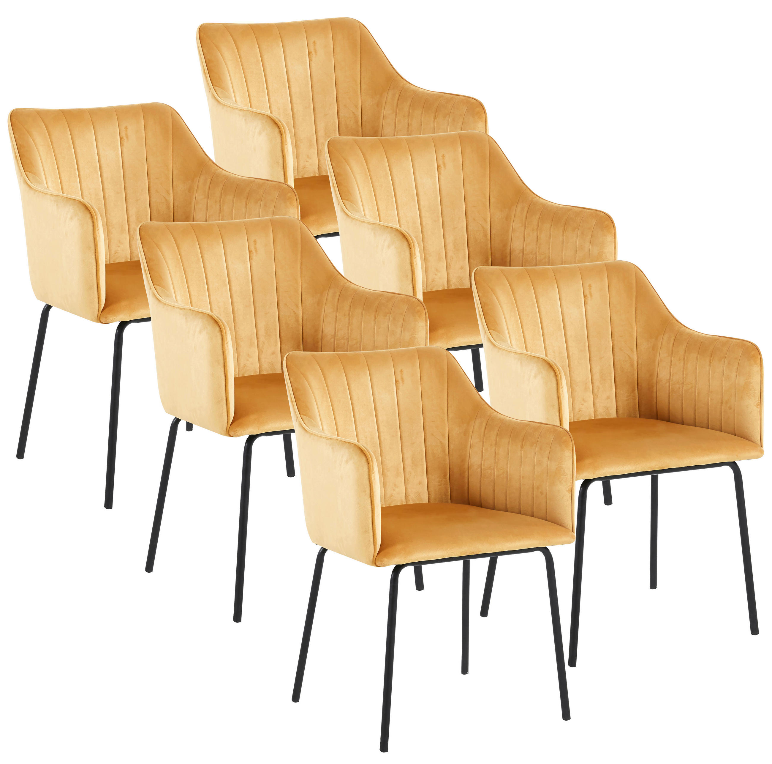 STOL MED ARMSTÖD SET 6 styck järn  - brun/svart, Design, metall/trämaterial (48,5/84/48cm) - MID.YOU