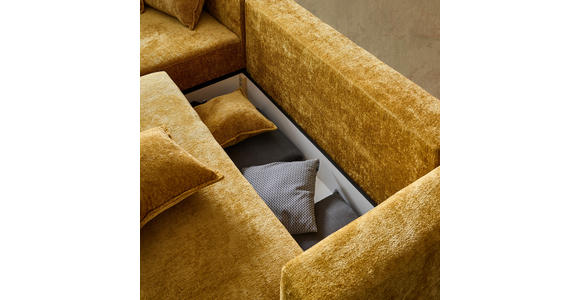 ECKSOFA  in Chenille Goldfarben  194,0/307,0 cm  - Goldfarben/Schwarz, Design, Kunststoff/Textil (194,0/307,0cm) - Carryhome