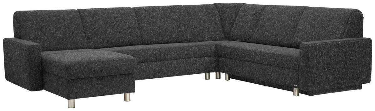 WOHNLANDSCHAFT  in Mikrovelours Anthrazit  - Anthrazit/Alufarben, KONVENTIONELL, Kunststoff/Textil (158/322/236cm) - Sedda