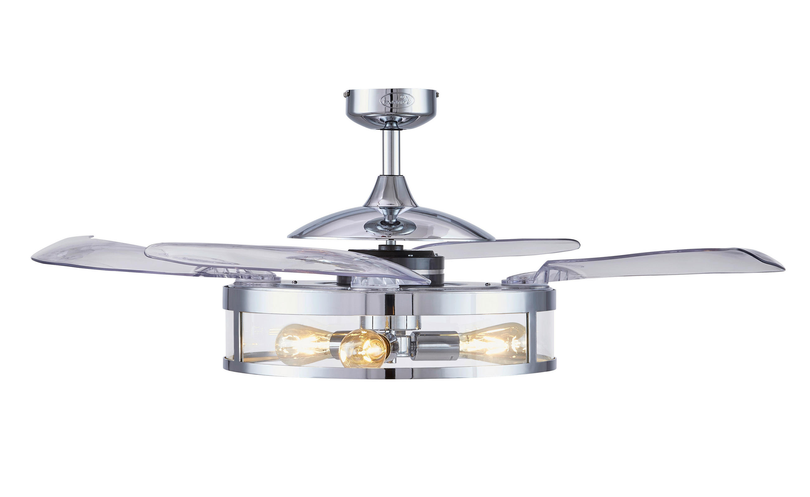 DECKENVENTILATOR 122/41 cm - Chromfarben/Transparent, Basics, Kunststoff/Metall (122/41cm) - P & B